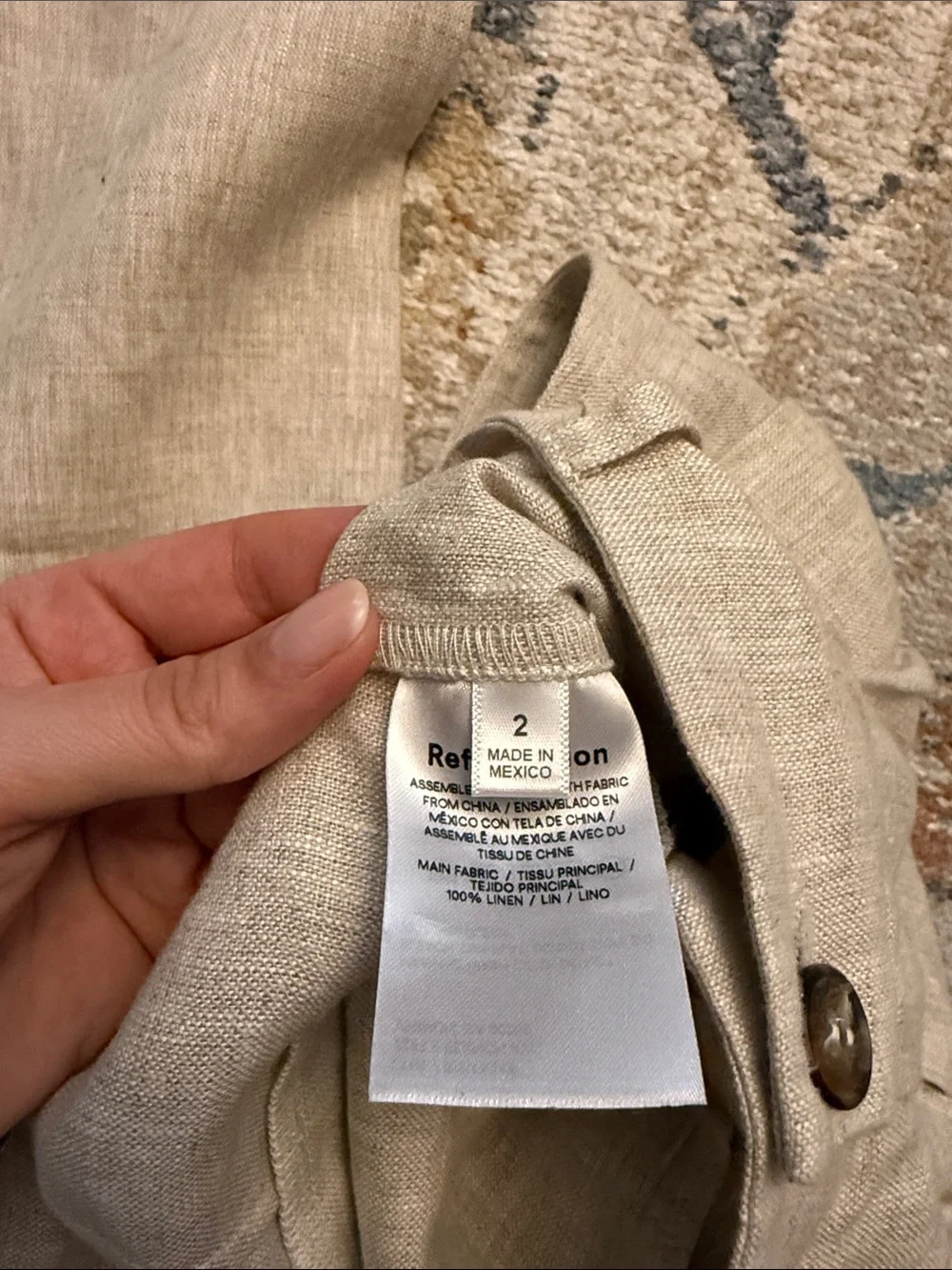 Reformation Neutral Beige Pleated Straight-Leg Linen Pants Size 2